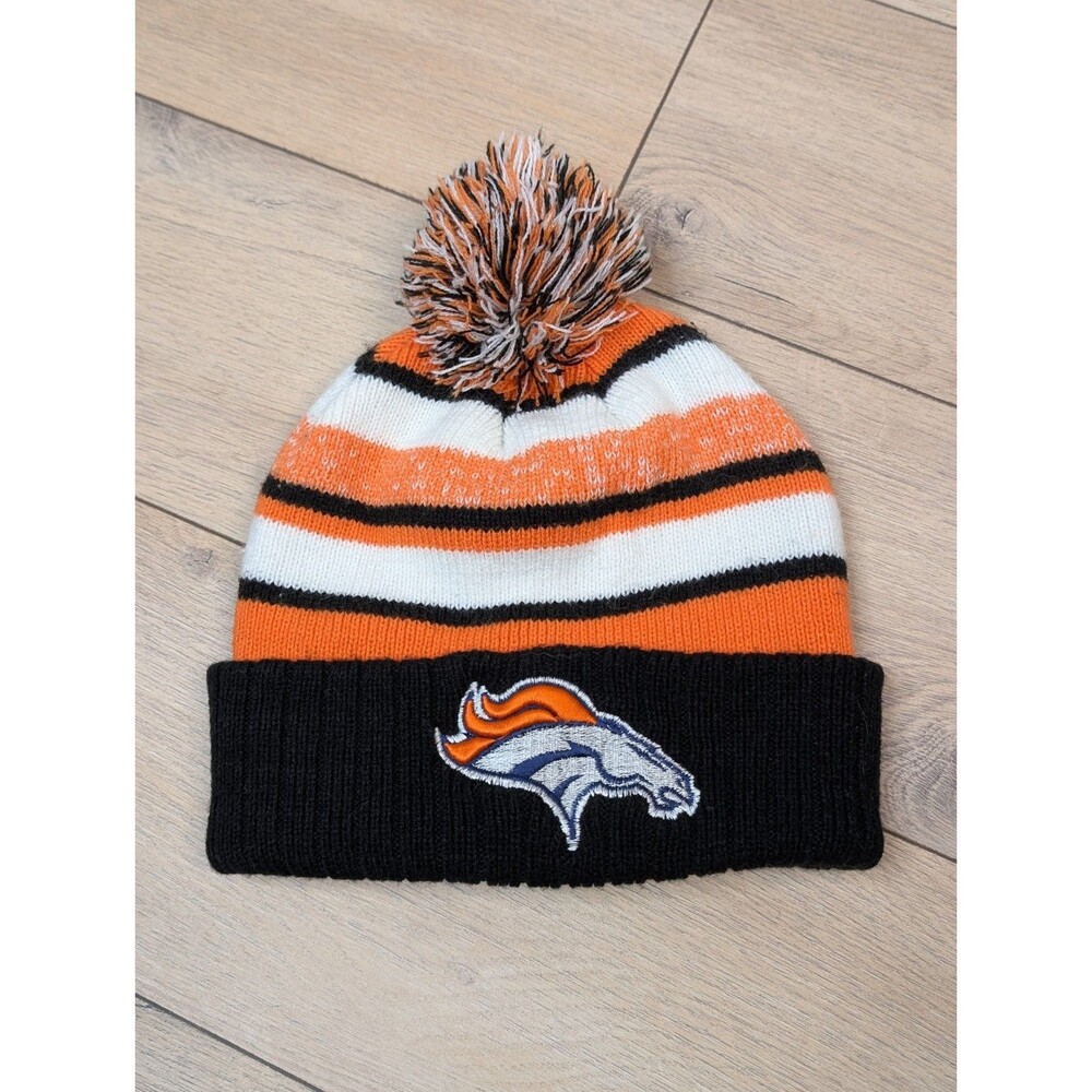 Denver Broncos Logo Beanie Cap Hat NFL Football Orange Blue New Era Adult